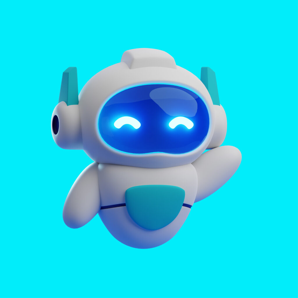 um robô representando o chatbot acenando.